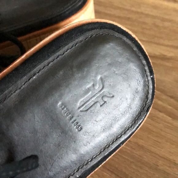 FRYE Miranda Gladiator Black Suede Cork Flat Sandals - Picture 8 of 11